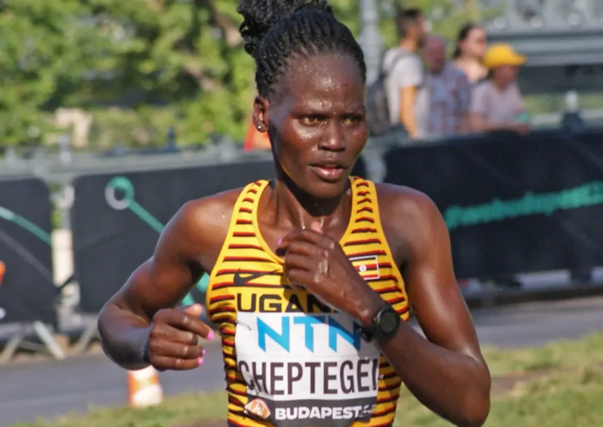 Rebecca Cheptegei in Budapest 2023 at World Athletics Championship