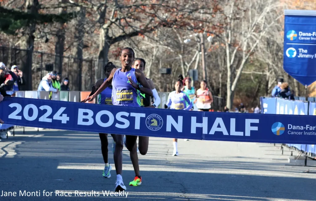 Fentaye Belayneh at Boston Half Marathon 2024