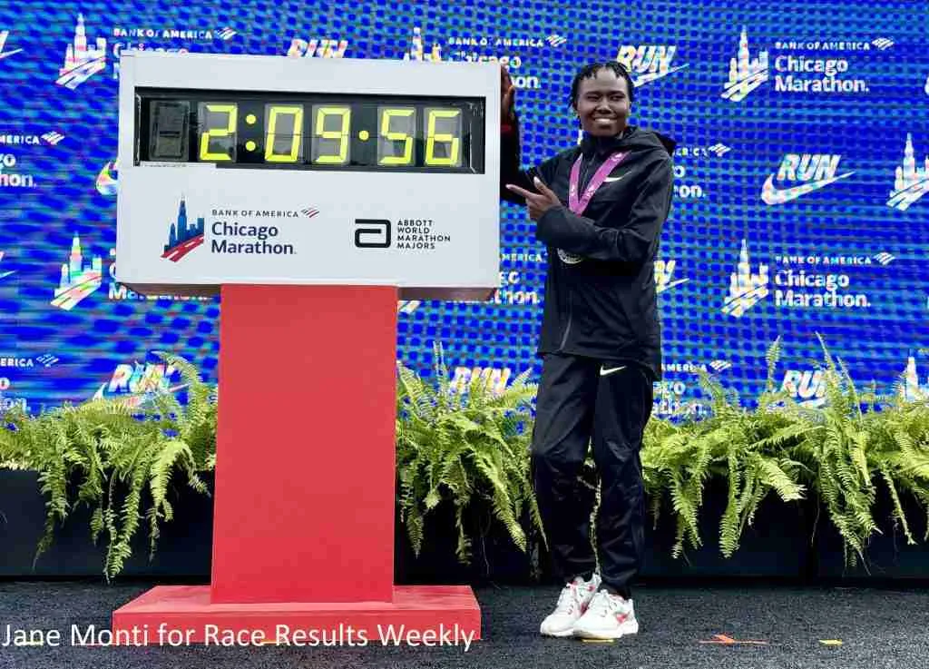 Ruth Chepngetich after setting her world record