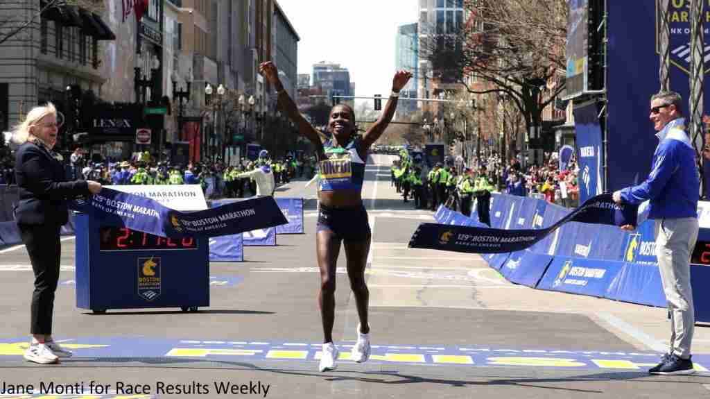 Sharon Lokedi of Kenya winning the Boston Marathon 2025