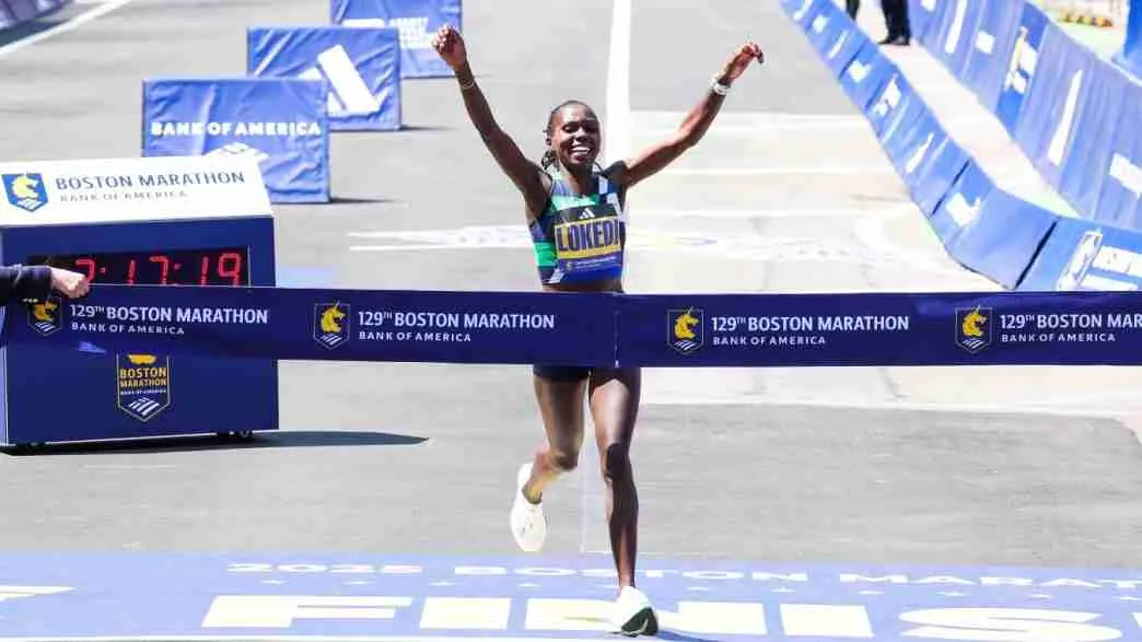 Sharon Lokedi of Kenya winning the Boston Marathon 2025