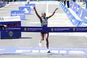 Sharon Lokedi of Kenya winning the Boston Marathon 2025