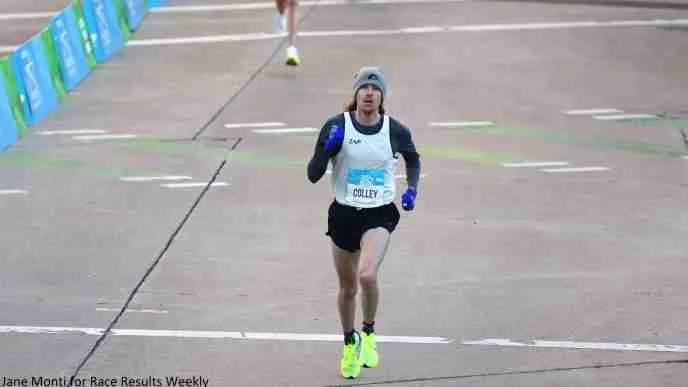 Andrew Colley setting a personal best at the 2025 Aramco Half-Marathon