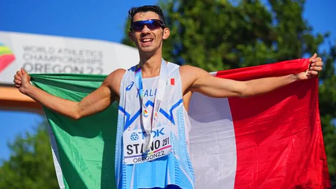 Massimo Stano of Italy the world record holder in the 35km race walk