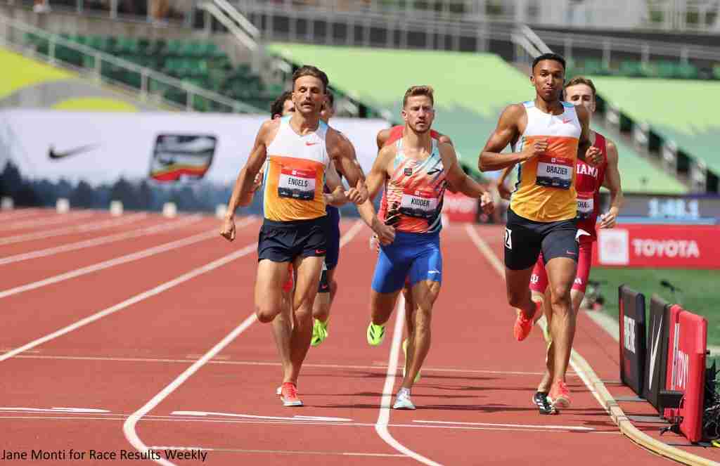 Donavan Brazier winning his heat of the 800m at the 2025 Toyota USATF Outdoor Championships