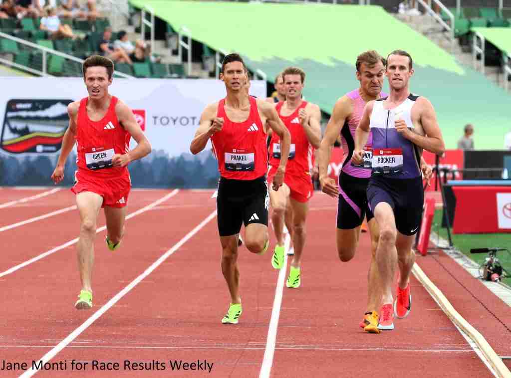 Cole Hocker running the fastest time of 3:32.57 in the 1500m qualifying at the 2025 Toyota USATF Outdoor Track & Field Championships