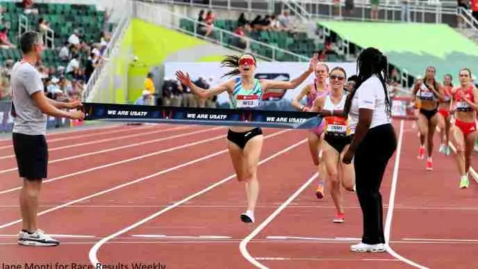 Emily Infeld winning the 10,000m at the 2025 Toyota USATF Outdoor Track & Field Championships