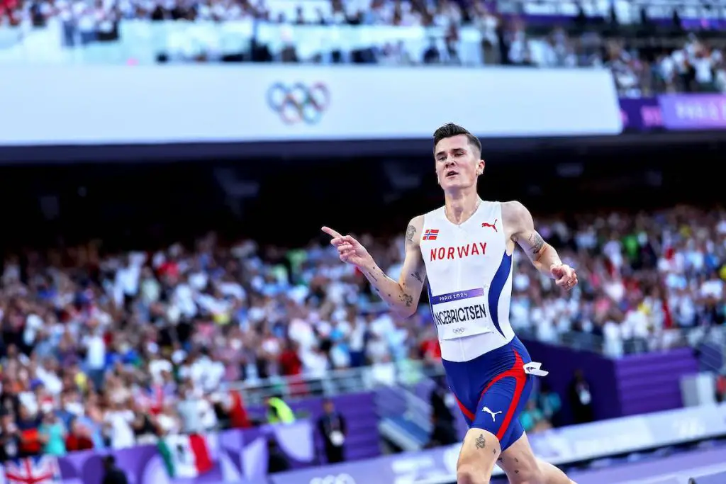 Jakob Ingebrigtsen in the 5000m at the Paris 2024 Olympic Games.