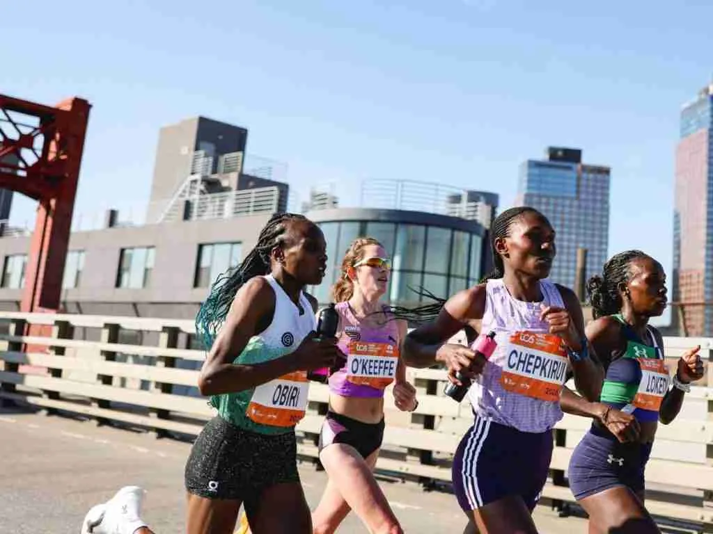 Hellen Obiri at the 2025 TCS New York City Marathon.