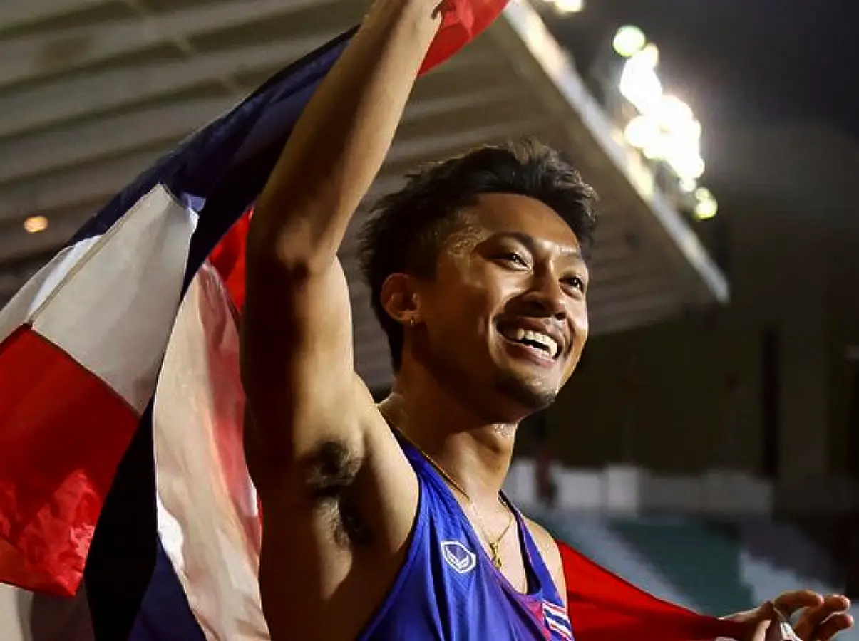 Thai sprinter Puripol Boonson at the Southeast Asian Games 2025