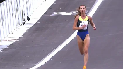 Emily Venters winning at the 2026 USATF 10 KM Championships.