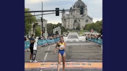 Emily Venters win the 2026 USATF 10 KM Championships.