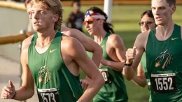 Tiffin University men's cross country team in action.